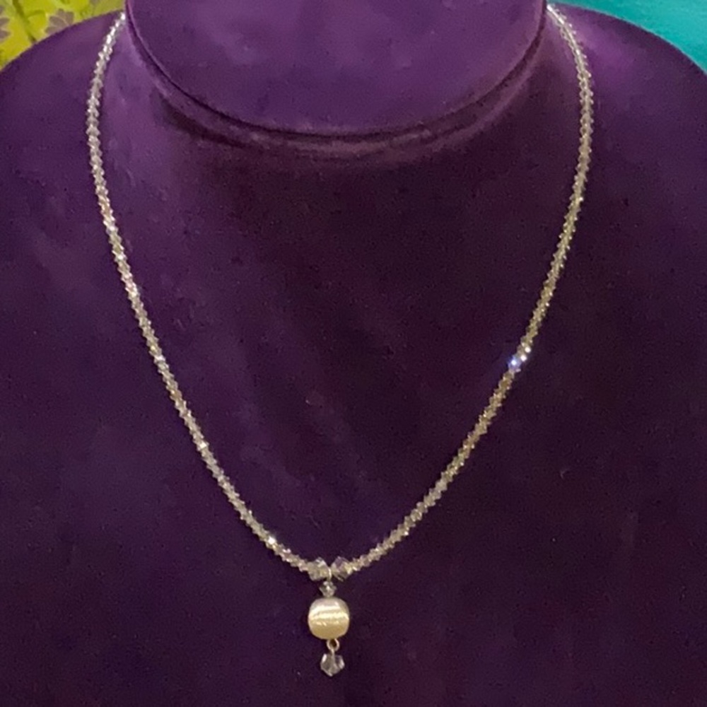 Emily Ray clear stone necklace with silver accent